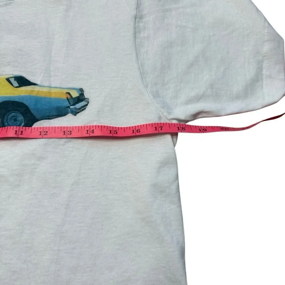 80s Vintage Screen Stars NASCAR Monte Carlo White Graphic Tshirt Medium